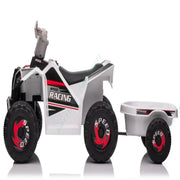 Quad elettrico per bambini con rimorchio 104 x 39 x 48 cm sicuro veloce versatile design bianco 20_0017599