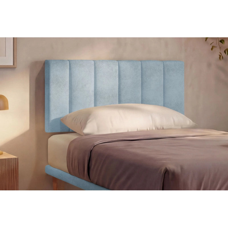Letto imbottito Piazza e mezzo 120x200 cm Vertical - Con rete,Microfibra,Azzurro
