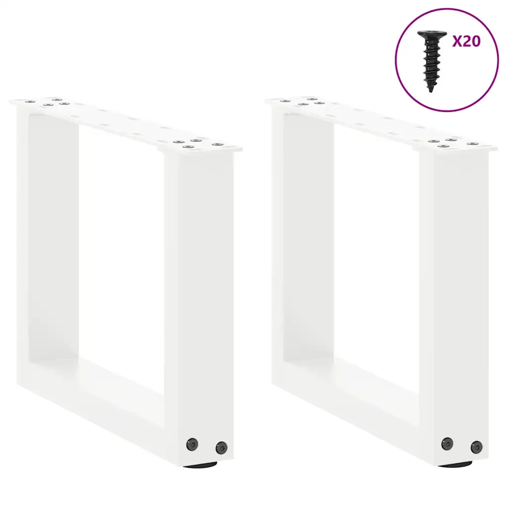 Gambe per Tavolino da Caff¨¨ a Forma di U 2 pz-Set di 2 Gamba per Tavolo Bianche 40x(30-31) cm Acciaio 599342