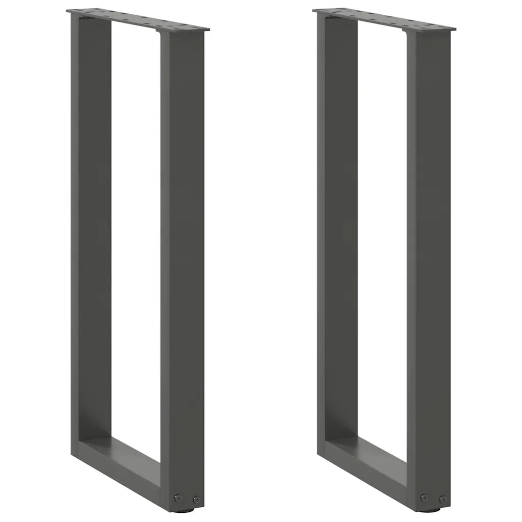 Pieds de table console en U, 2 pièces, anthracite, 28 x (72-73) cm, acier