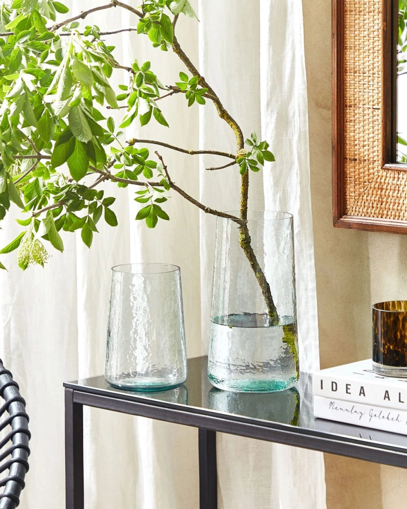 Set di 2 vasi in vetro trasparente decorativo accessorio per la casa in vetro