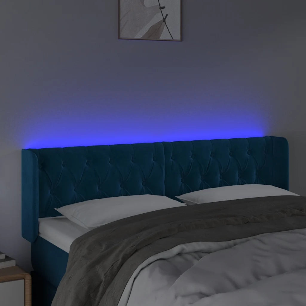Testiera a LED Blu Scuro 163x16x78/88 cm in Velluto 3123630