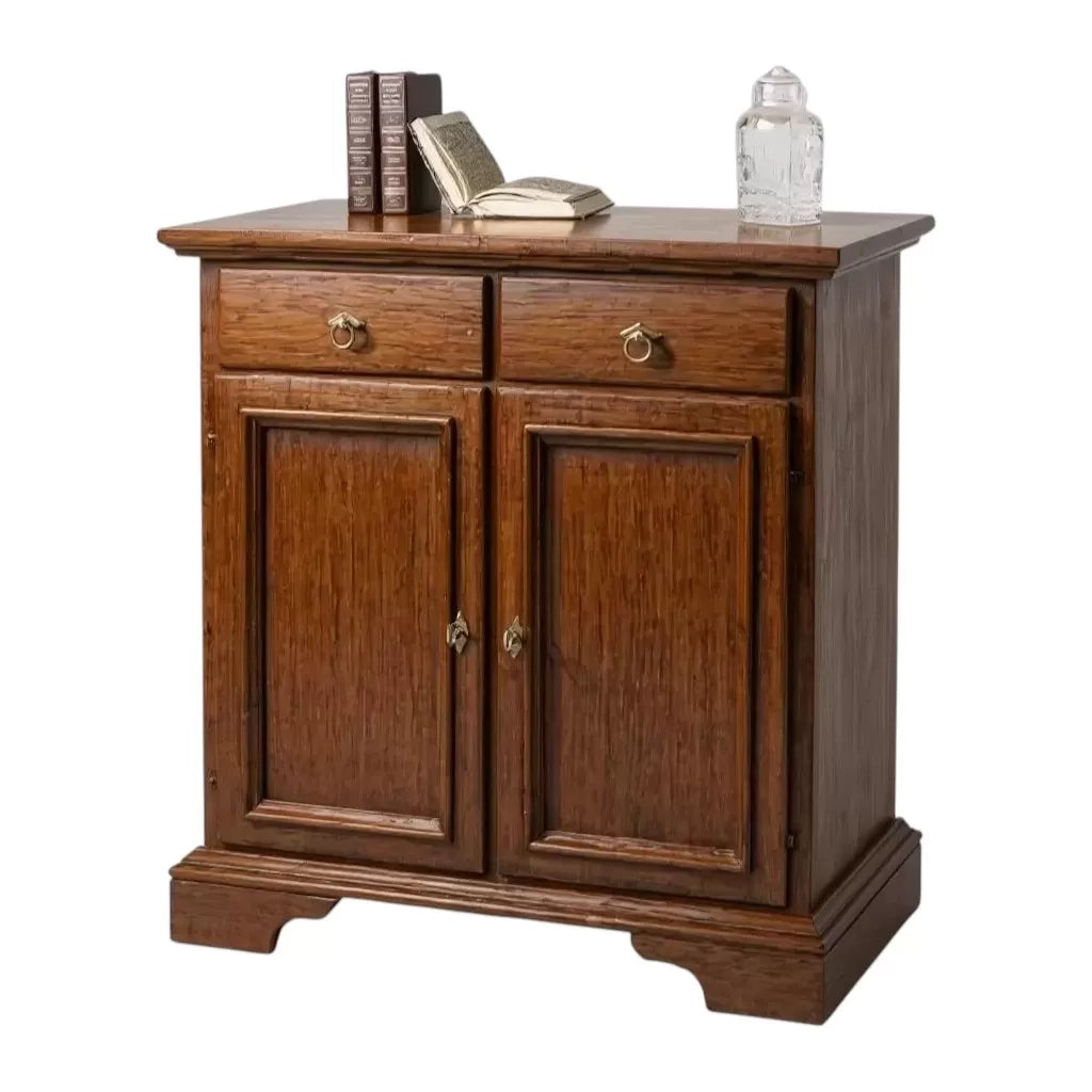 Credenza 2 ante 2 cassetti arte povera legno massello tinta noce 90x40x94 - Mobili 2G