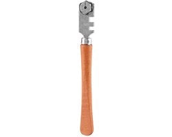 Strumento per taglio vetro professionale a rullo - 6 ruote in acciaio duro - maniglia in legno - adatto per taglio di spessore 4-10 mm - resistente all'usura - tagli netti e lisci - attrezzo per taglio vetro
