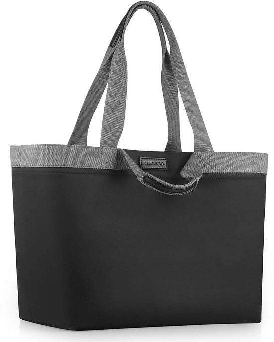 Borsa shopper extra grande per donna, adatta per lavoro e palestra, borsa acquatica in nylon - nero grigio