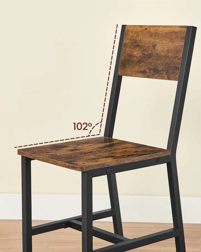 Set di 2 sedie da pranzo struttura in acciaio stile industriale soggiorno/cucina marrone rustico e nero 12_0004935