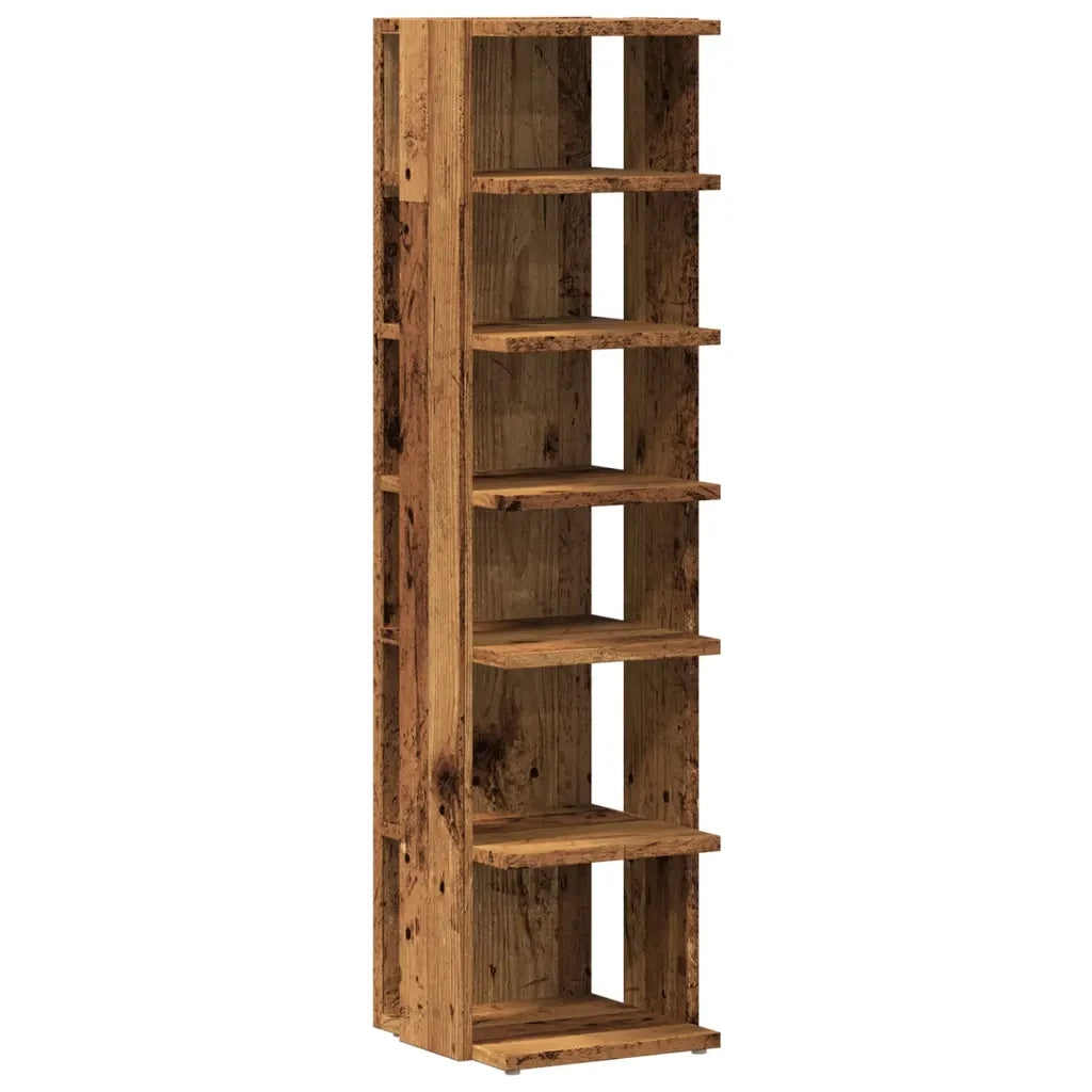 Scarpiera-Scaffale per scarpe Legno Antico 28x27x102 cm in Legno Multistrato
