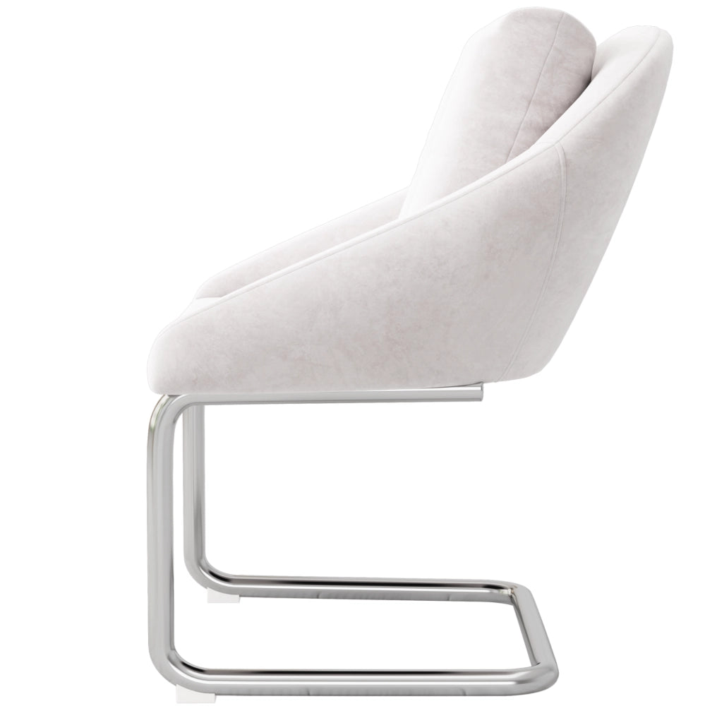 Set di 6 sedie in velluto beige con struttura in metallo; ergonomiche e confortevoli