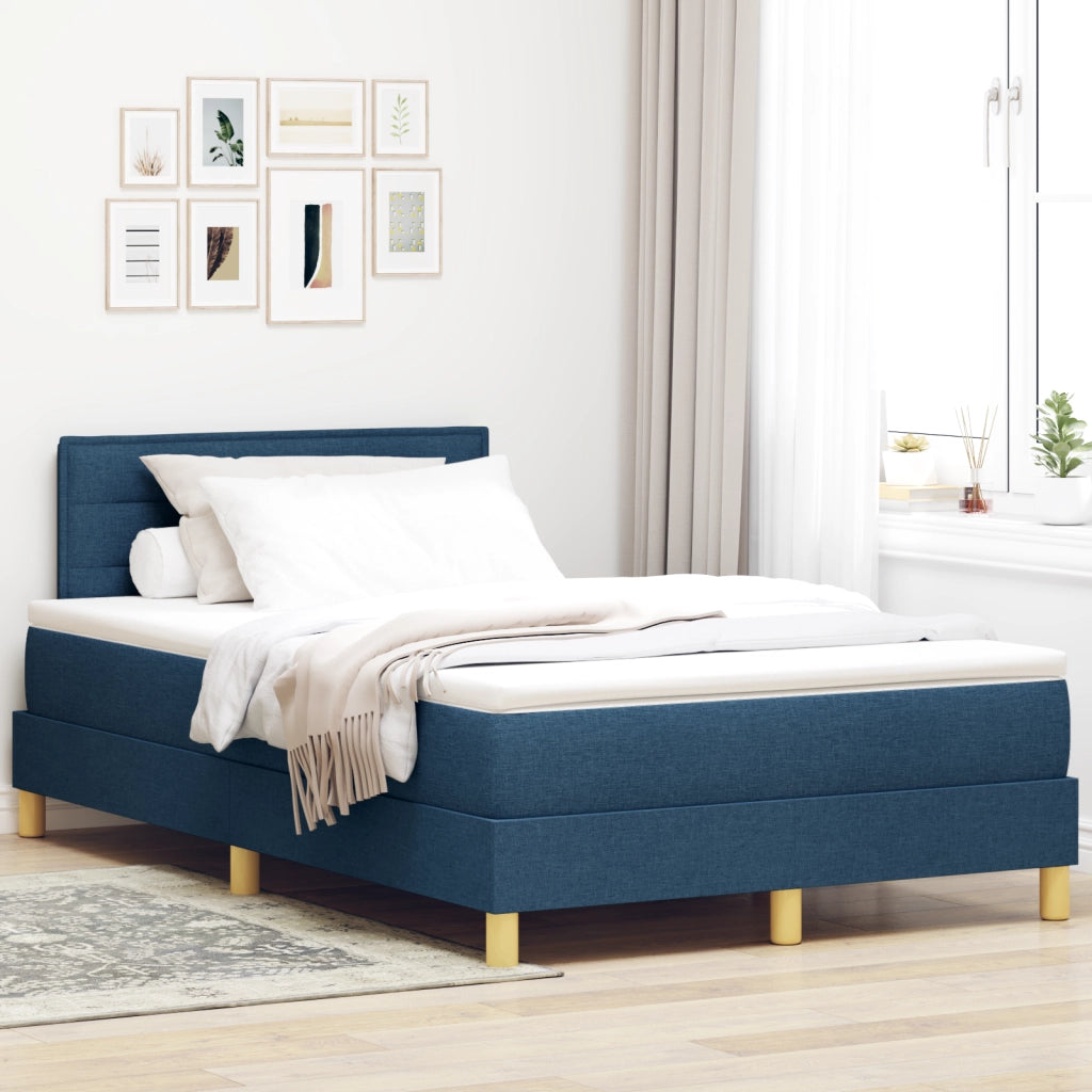 Letto con Rete a Molle e Materasso Blu 120x200 cm Tessuto
