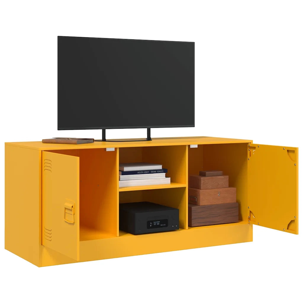 Mobile Porta TV Giallo Senape 99x39x44 cm in Acciaio 841688