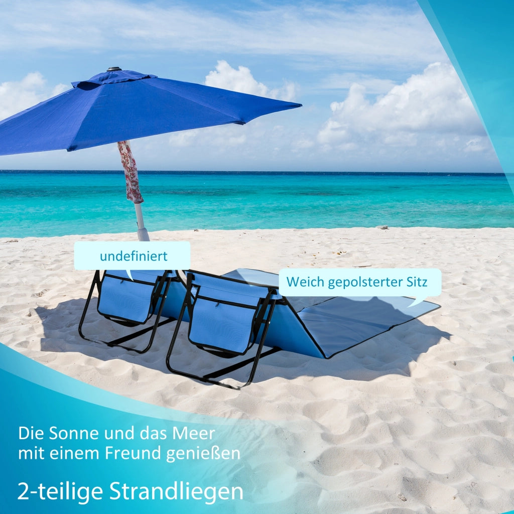 Lettino pieghevole ¨C zephmum ¨C blu, acciaio, 142x51x40cm