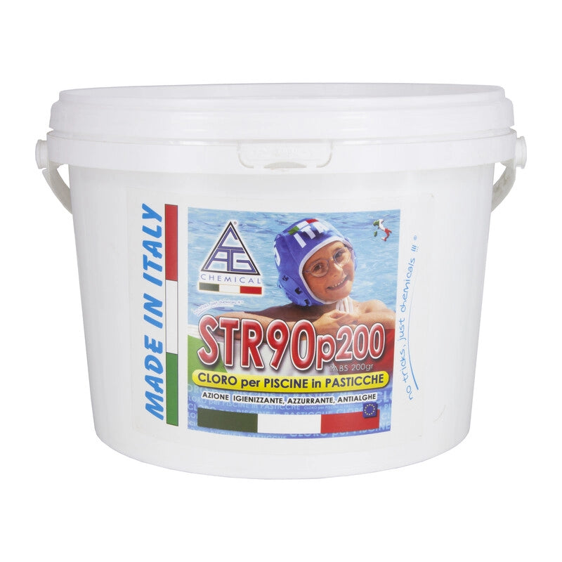 CLORO PER PISCINA PASTIGLIE 200 G STR90P200 5 KG- CAG CHEMICAL- 1,0 pz