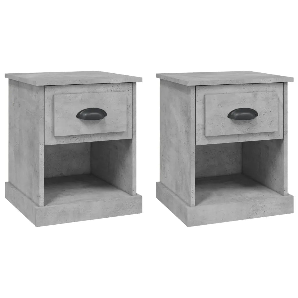 Comodini 2 pz Grigio Cemento 39x39x47,5 cm in Legno Multistratocod mxl 79031