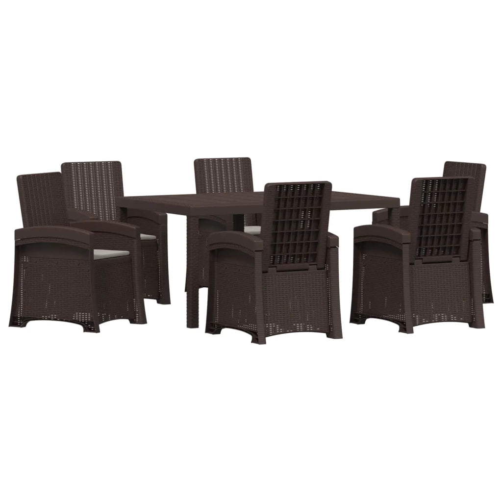 Set da Pranzo per Giardino 7 pz Marrone e Grigio Chiaro PP 3430142