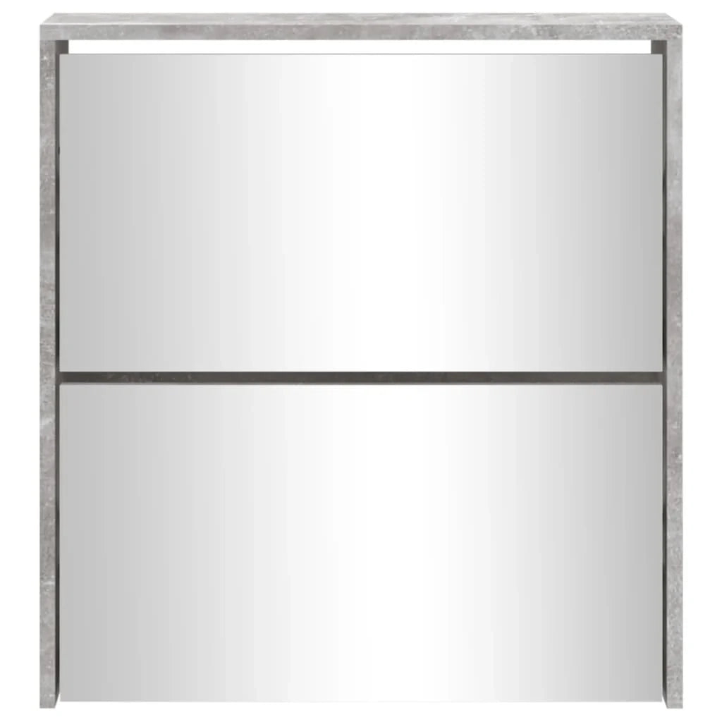 Scarpiera mobiletto portascarpe mobile ingresso/corridoio/soggiorno con specchio 2 livelli 63 x 17 x 67 cm grigio 02_0021763