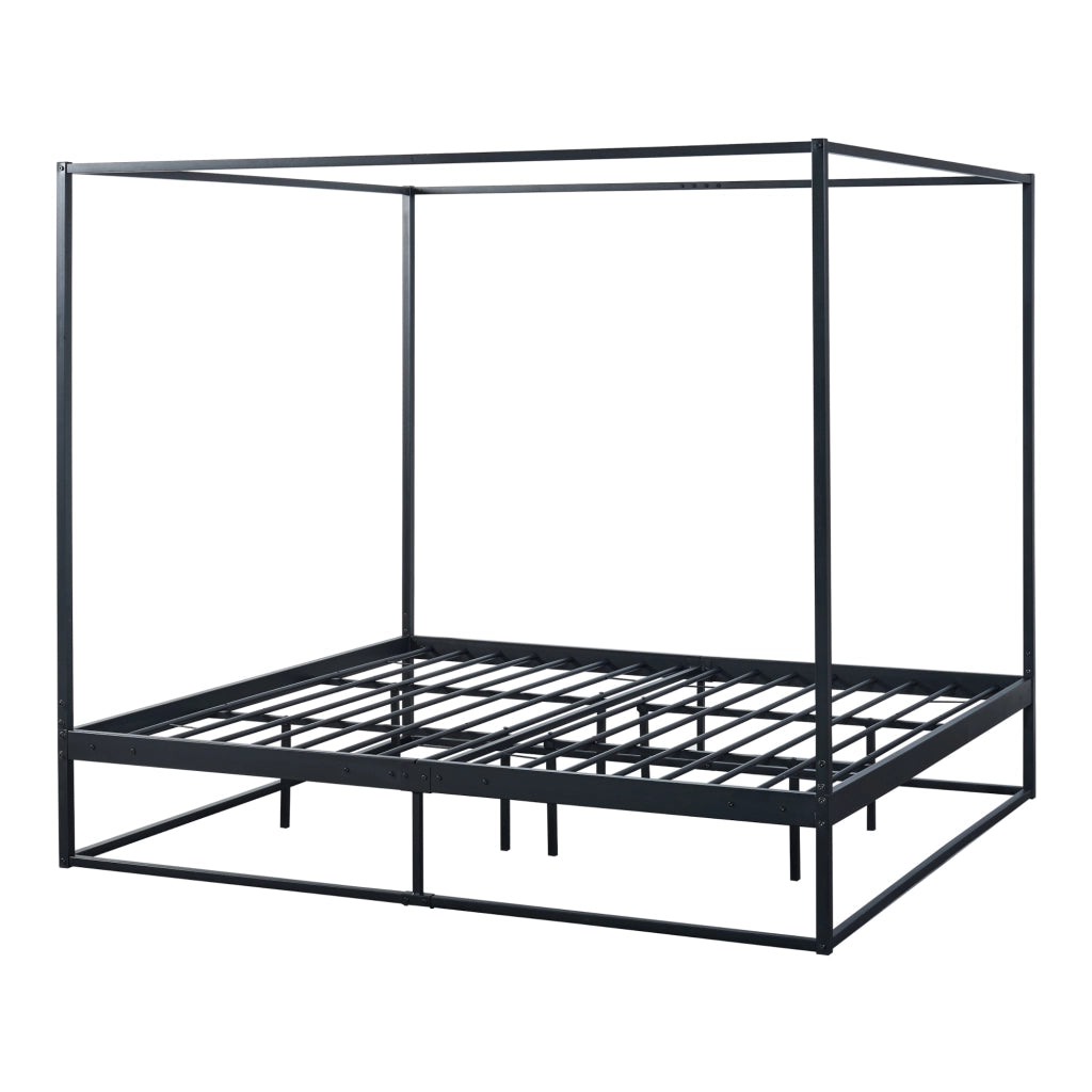Letto a Baldacchino Kristianstad Struttura in Metallo Nero 180 x 200 cm [en.casa]