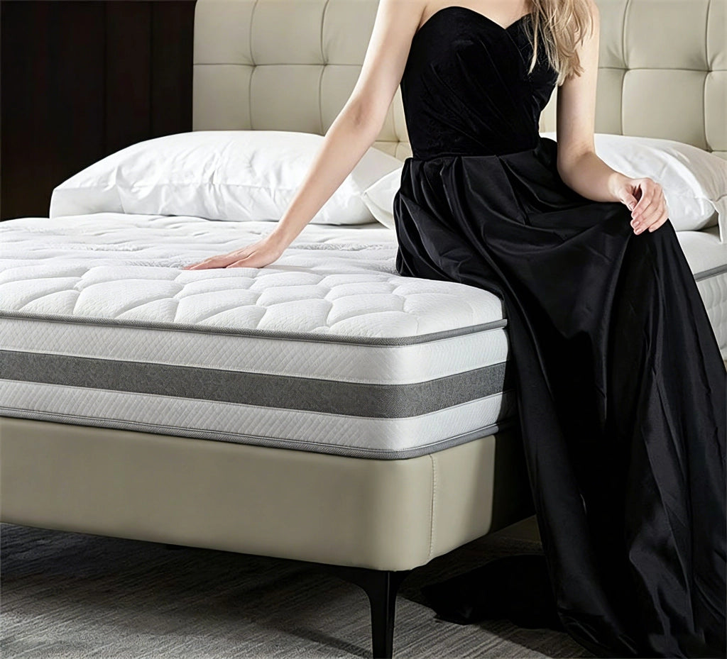 Materasso 90 × 200 cm in schiuma e molle insacchettate, alto 25 cm, rivestimento traspirante Oeko-Tex, bianco