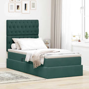 Letto con contenitore e materasso Verde Scuro 90 x 200 cm
