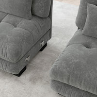 Divano angolare modulare - Xylo - Forma U extra large, trasformabile con pouf, chenille grigio