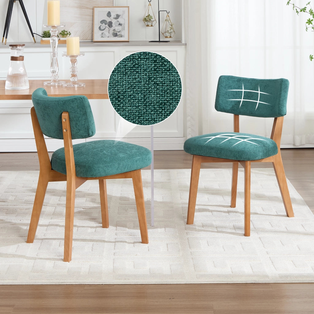 Sedia da pranzo imbottita ergonomica con schienale e gambe in legno facile da pulire per casa e ufficio verde