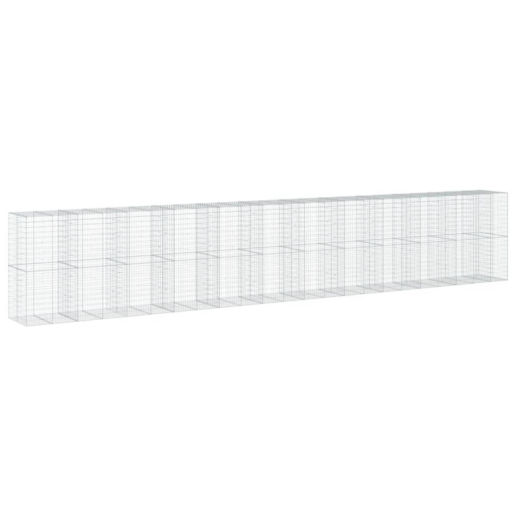 Gabbione recinto a gabbia muro di contenimento con coperchio 1150 x 100 x 200 cm ferro zincato argento 02_0040129