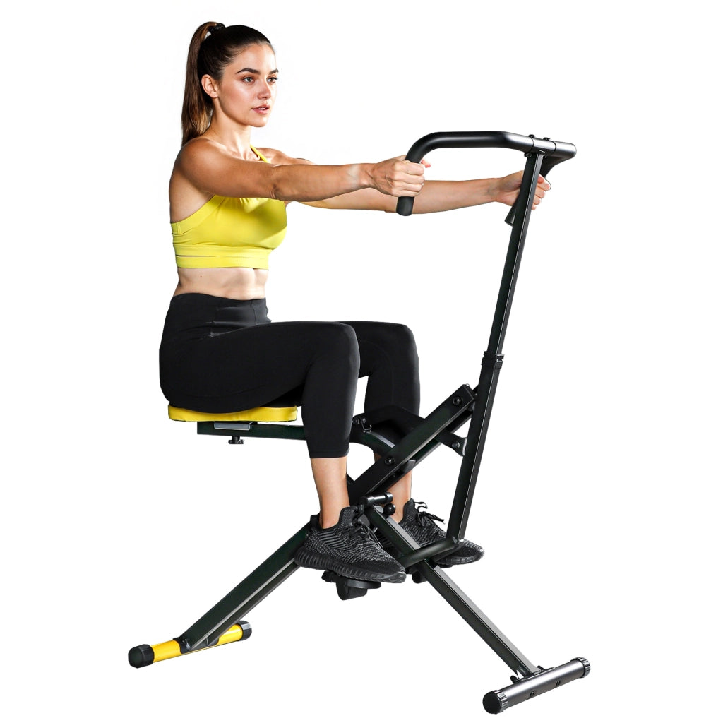 Sedia Pieghevole da Palestra con Seduta Regolabile ¨C Minimal ¨C Giallo, Metallo e Plastica, 57x105x115 cm