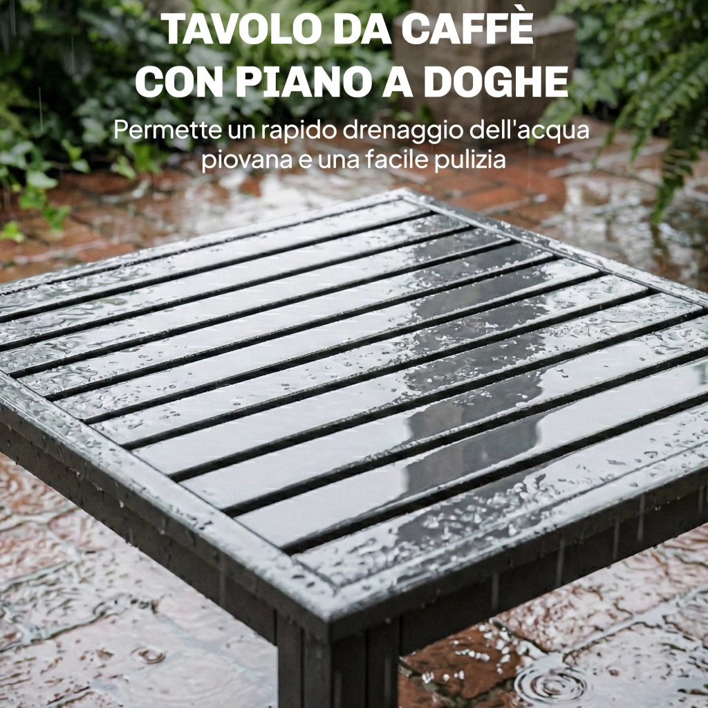 Set da Giardino 3 Pezzi con Divano Angolare 4 Posti e Tavolino ¨C zephmum ¨C Grigio Metallo Poliestere