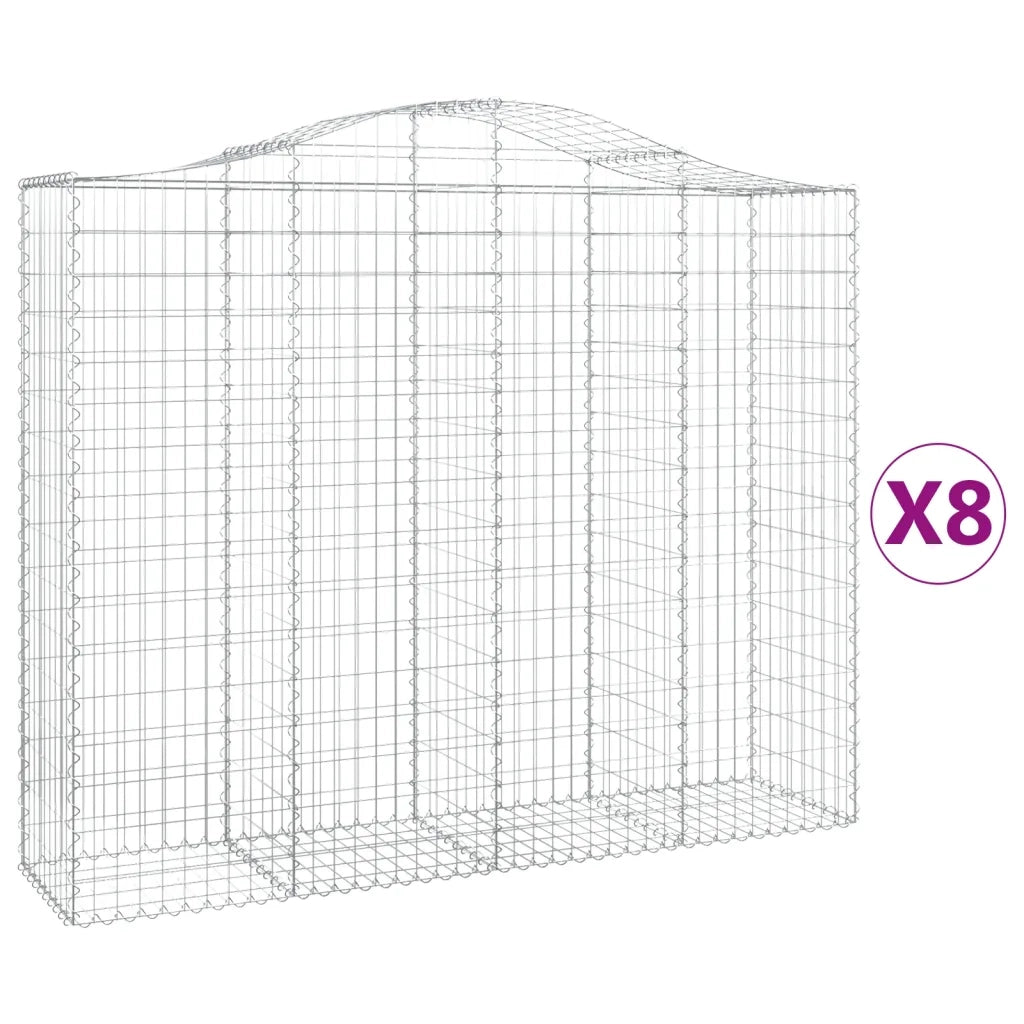 Cesti Gabbioni ad Arco 8 pz 200x50x160/180 cm Ferro Zincato 3145709