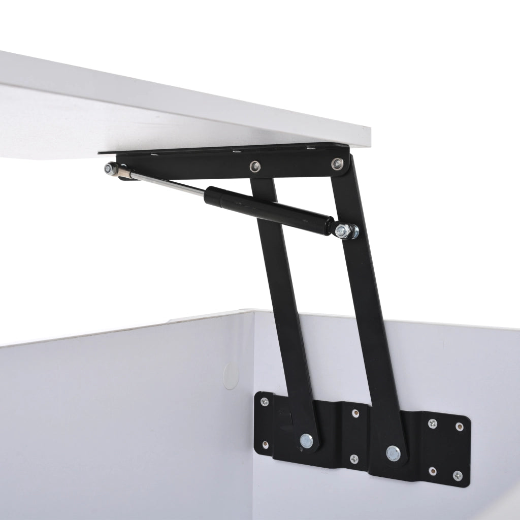 TAVOLINO da salotto 100x50x40 cm bianco in pannello di legno con piano sollevabile e LED