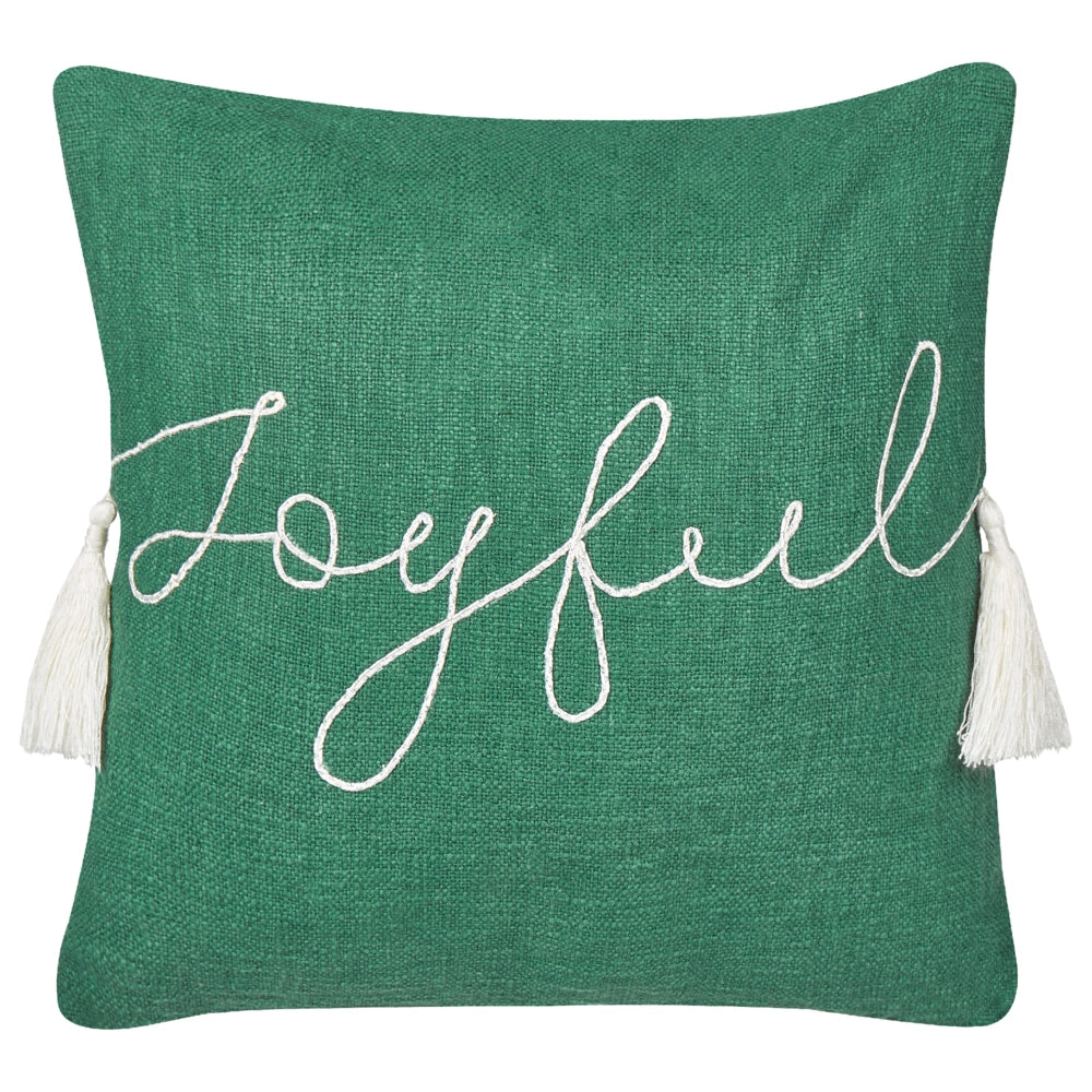 Set di 2 cuscini decorativi Verde 45 x 45 cm Motivo natalizio Nappe Cotone Sfoderabile Soggiorno Camera da letto