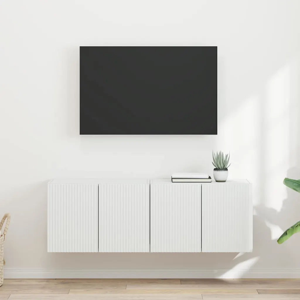 Mobile TV da parete 2 pz-Set di 2 Mobile TV a Muro-Credenza TV Bianco 59,5 x 31 x 40 cm