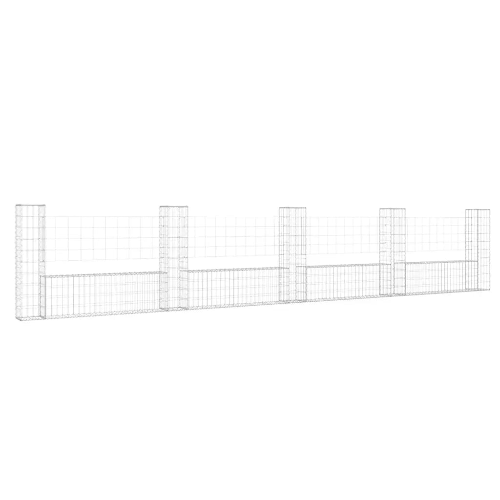 Cesto Gabbione a U con 5 Pali in Ferro 500x20x100 cm 151278
