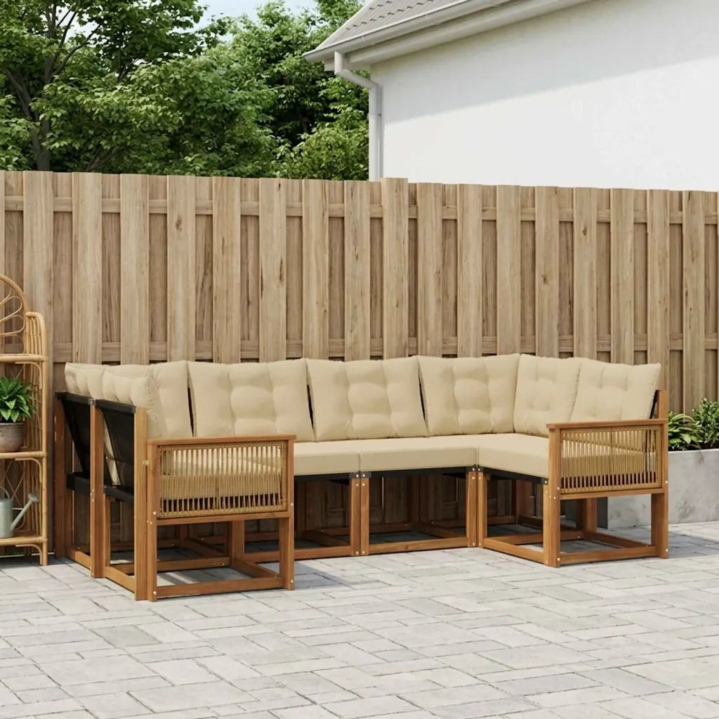 Set di divani da esterno con cuscino 6 pcs Naturale e Beige 3382181