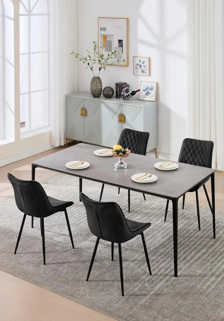 set di 2 sedie cucina moderne sedie imbottite Adatte per Sala da Pranzo, Soggiorno, Camera da Letto Estetica in Tessuto di velluto Nero Metallo BH209sz-2