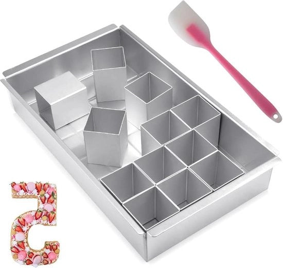 Forma per torta di numero in alluminio - inclusa spatola in silicone - forma per torta con superficie antiaderente - set di forme per torte per feste di compleanno