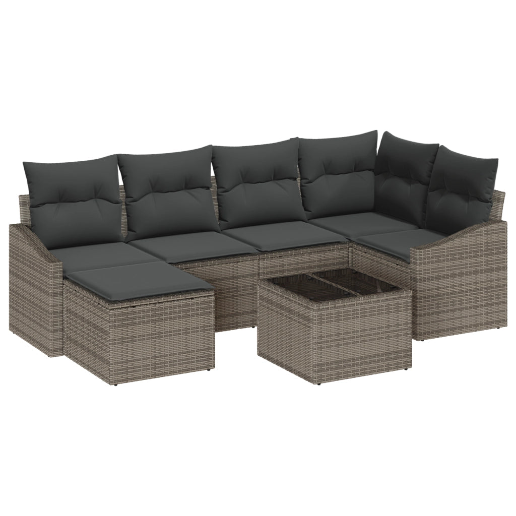 Set di Divani da Giardino a 6 Pezzi con Cuscini Rattan Polimerico Nero