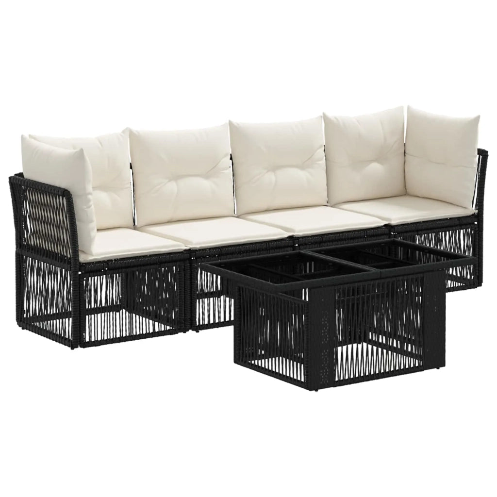 Set Divano da Giardino 5 pz Nero polyrattan 3436417