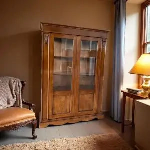 Vetrinetta Alberta in legno 2 ante bugnate noce Bassano