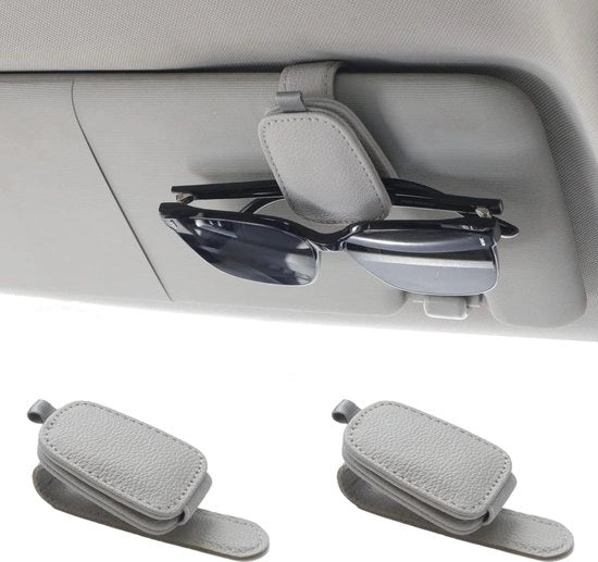 Accessori per ombrello auto, supporto per occhiali da sole magnetico in pelle e portafoglio, accessori per ombrello auto, 2-pack (argentato grigio)