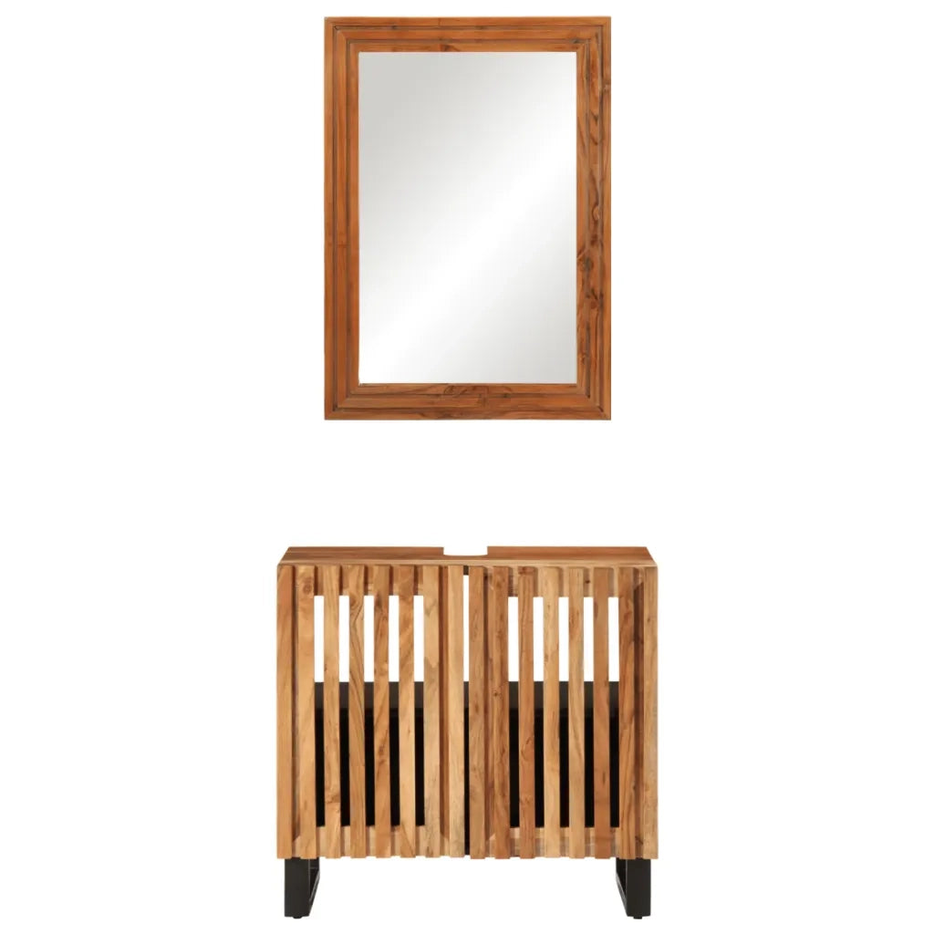 Set Mobili da Bagno | Armadio da bagno 2 pz in Legno Massello di Acacia