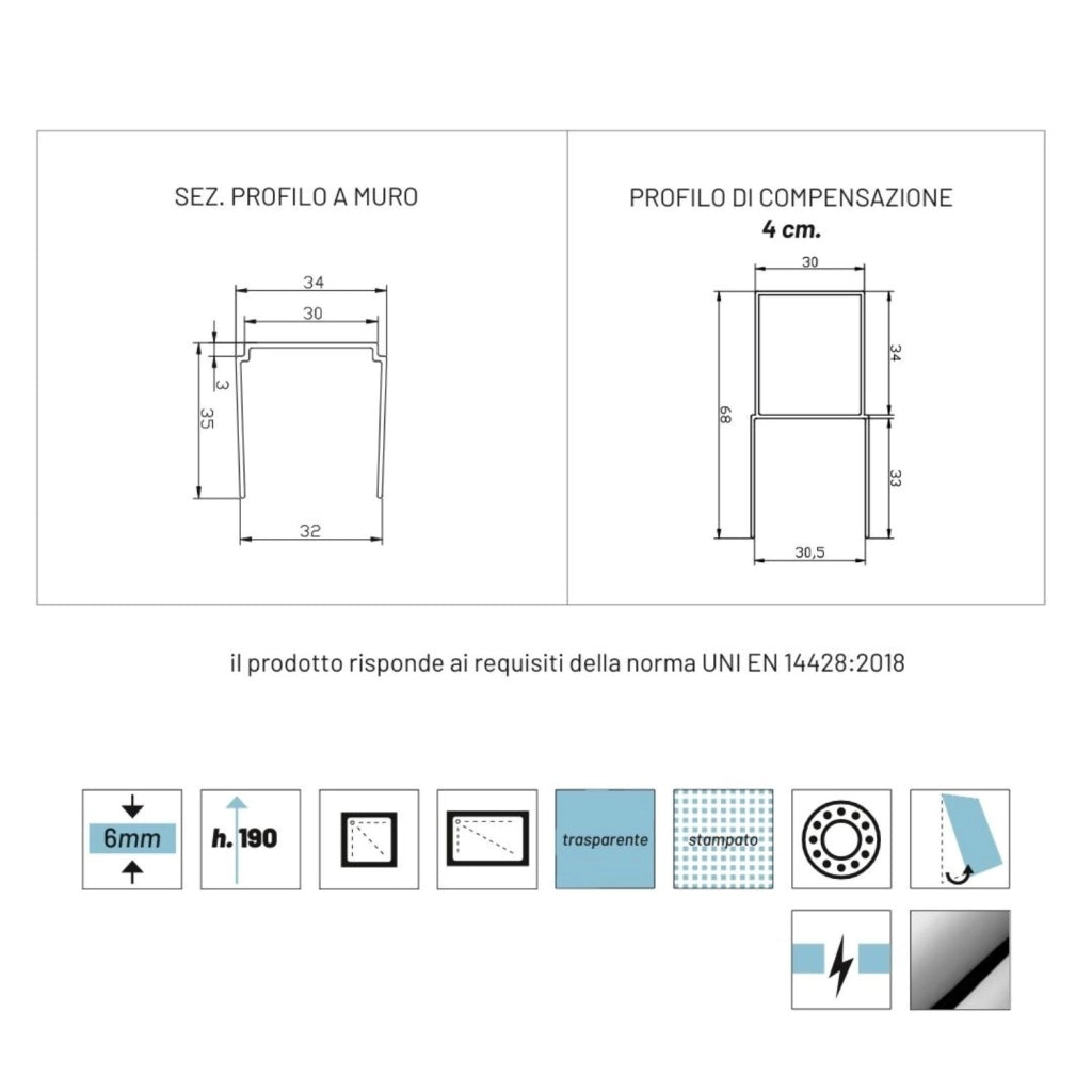 Cabina doccia angolare in cristallo temprato 6 mm *** misure 67-70x67-70xh190 cm, confezione 1