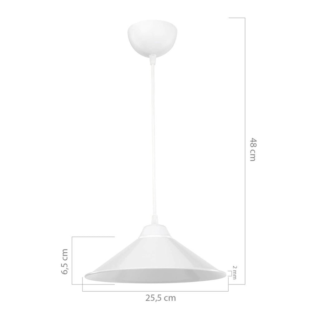 Lampada a Sospensione 'Hereford' con Paralume a Cono - Bianco [lux.pro]