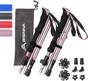Trekkingstang per Esterno per Donna e Uomo - 95-110 cm / 115-135 cm Stanghetto Opnebbabile e Regolabile in Alluminio Leggero con Dampening in Gomma (Colore Rosa)