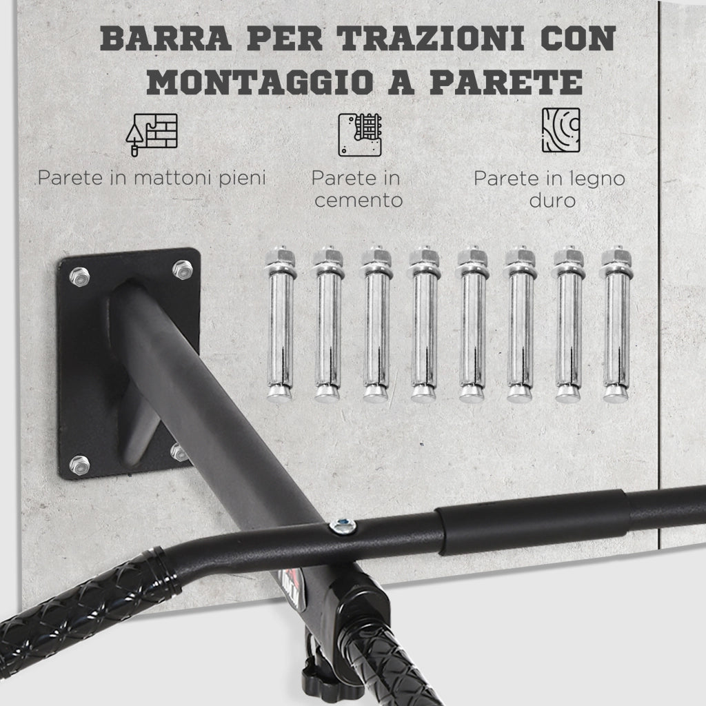 Barra per Trazioni da Muro ¨C zephmum ¨C Nero, Acciaio, 93.5x65x17 cm