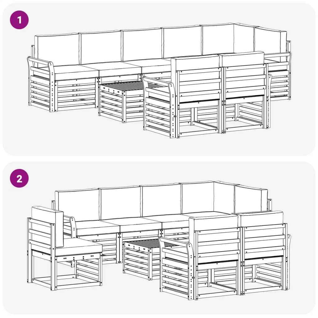 Set divani 9 pcs Naturale e Crema Legno di Acacia Massello 3375050