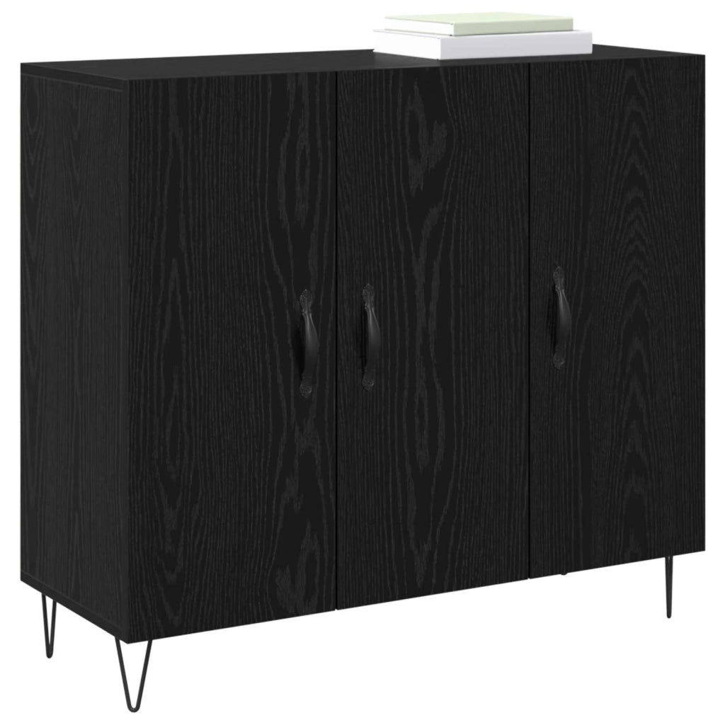 Credenza Rovere Nero 90 x 32,5 x 80 cm Legno multistrato 879584