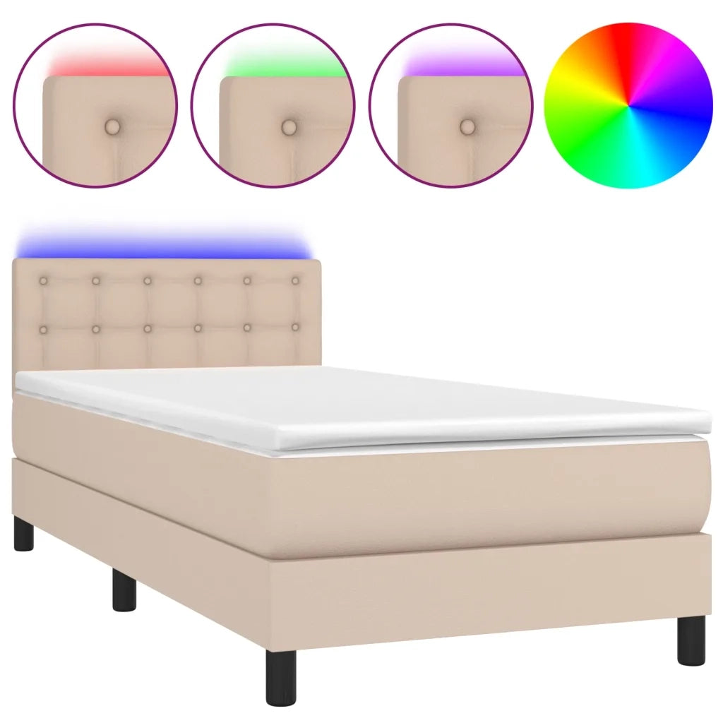 Giroletto Molle Materasso e LED Cappuccino 100x200cm Similpellecod mxl 122809