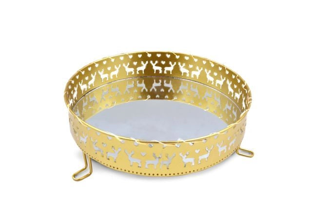 Vassoio Decorativo Centrotavolo Gold con Specchio 26 cm