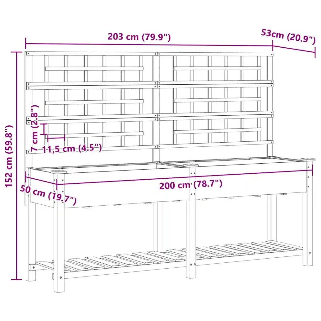 Fioriere | Cassetta per fiori | Vaso da giardino con lo scaffale Beige 203,5 x 54 x 152,5 cm