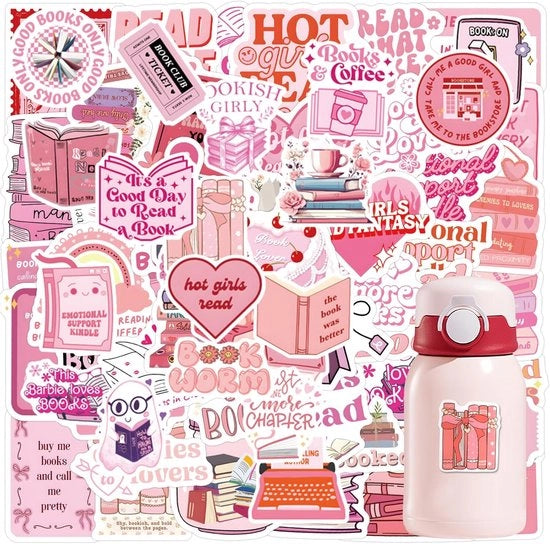 Set di Etichette Sticker da 120 pezzi - Etichette Sticker Acqua Resistenti Rosa - Etichette Aesthetic per Laptop - Scrapbook - Ossidiana - Skateboard - Case - Progetti di Arte DIY